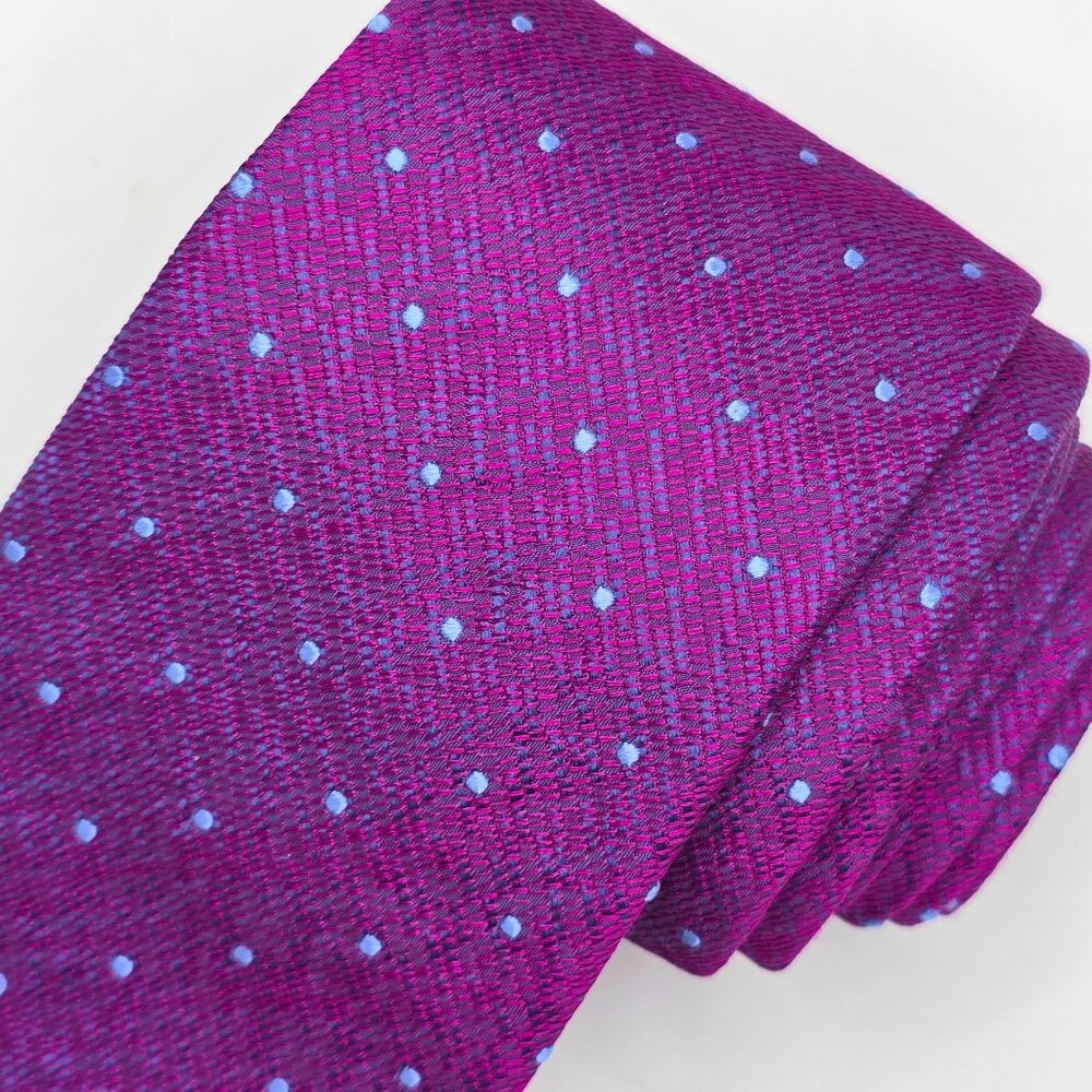 Seaward & Stearn English 100% Silk Men's Tie Necktie Purple Blue Polka Dot